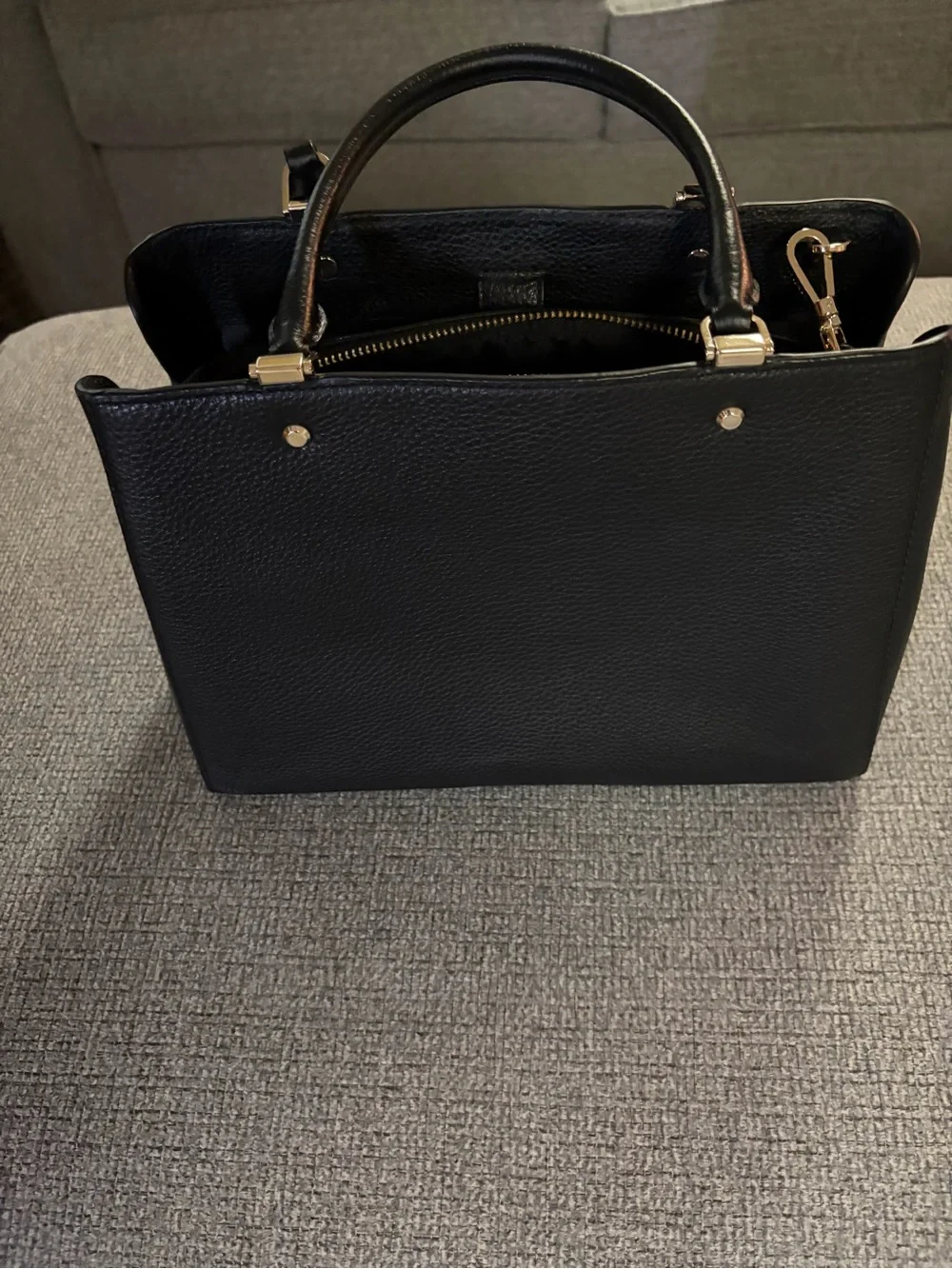 kate spade Black Pebbled Leather Satchel with Gold Hardware